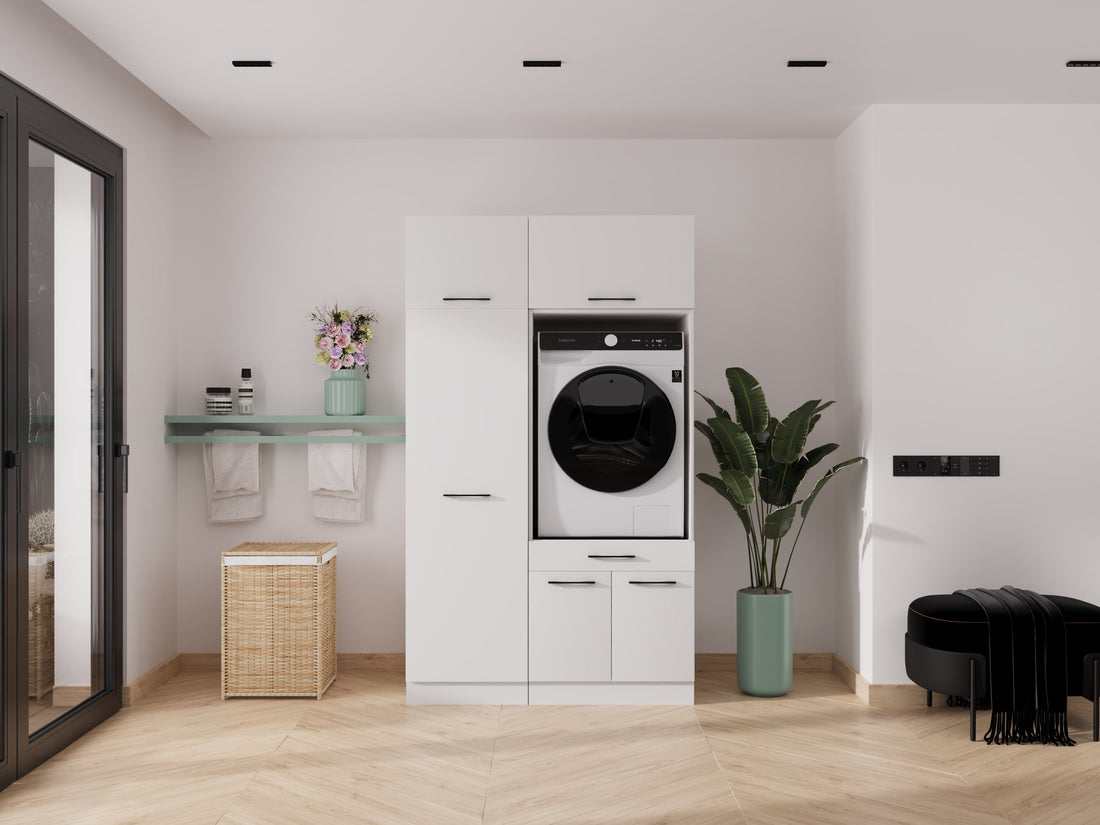 Wasmachinekast in de badkamer installeren: veilig, netjes en ruimtewinnend