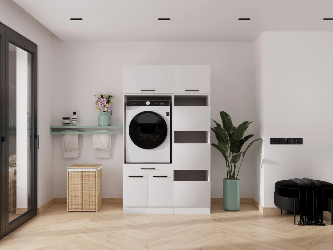 Wasmachine trilt in kast